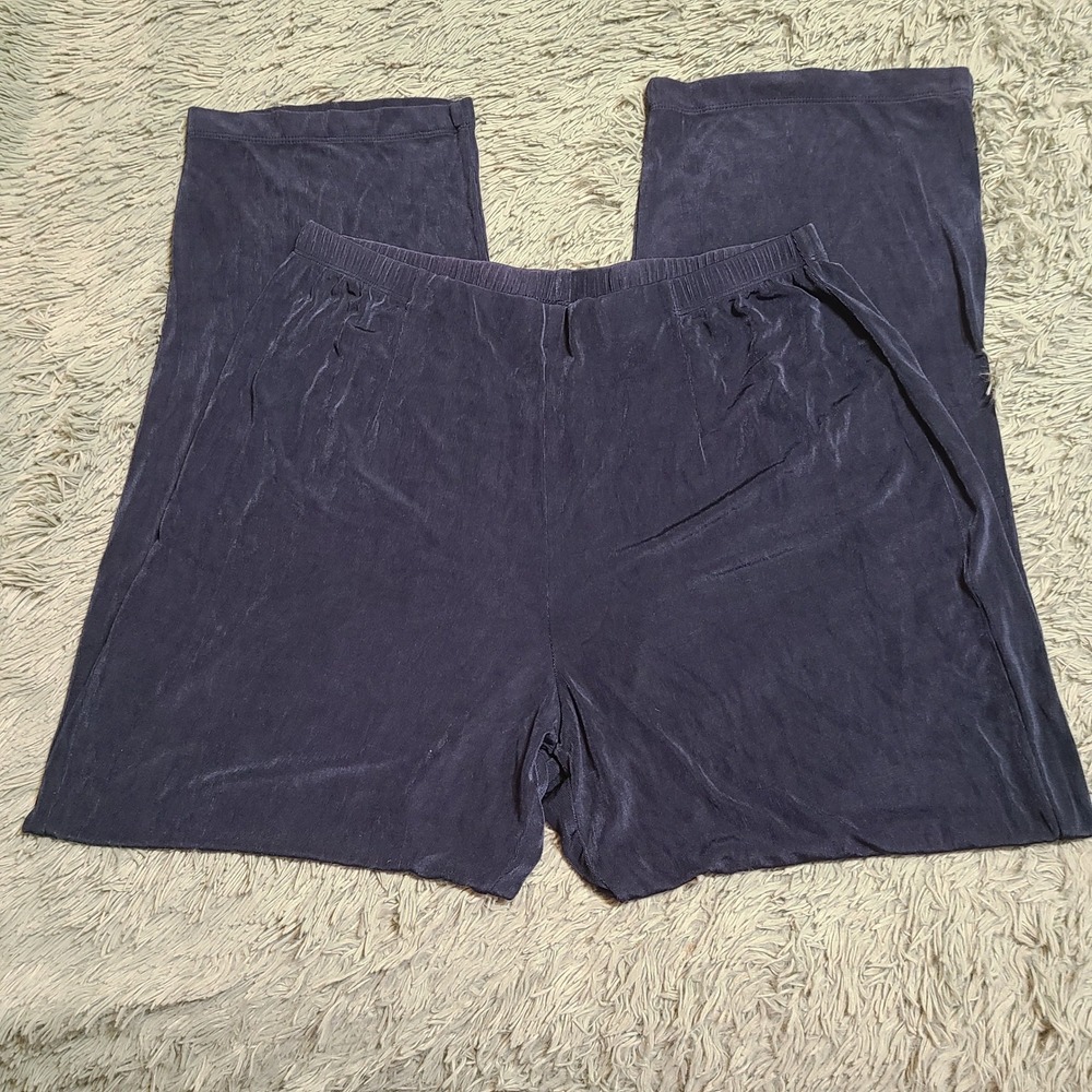 Chico's Travelers Slinky‎ Knit Stretch Marine Blue Pull On Pants Size 3 Short 1X